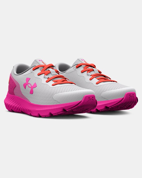 Girls' Pre-School UA Rogue 3 AL Running Shoes, Gray, pdpMainDesktop image number 3